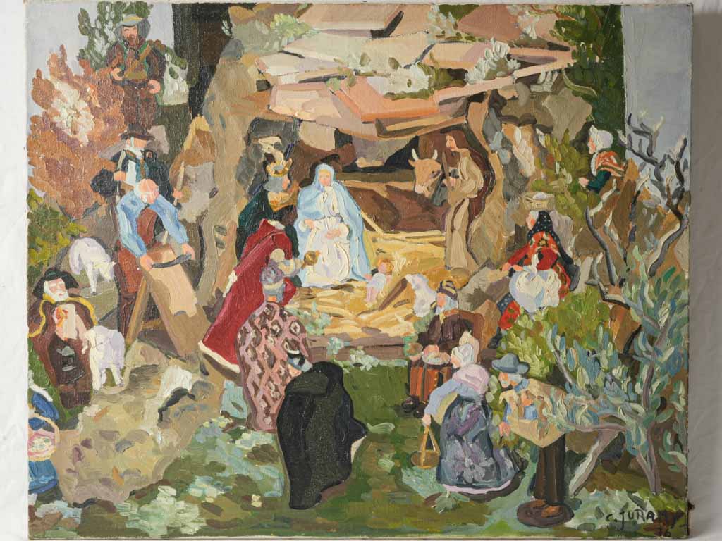 Mosaic-like color scenic depiction