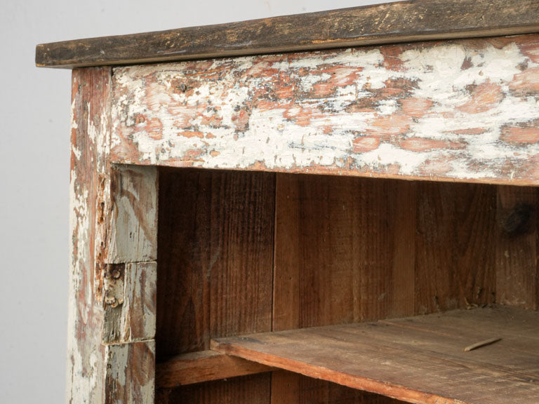 Weather-beaten characterful wooden counter 