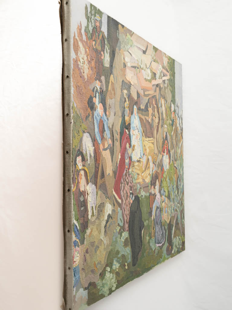 Hand-painted nativity scene artwork