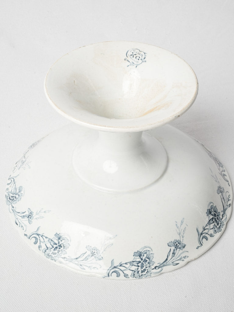 Classic French white-blue pedestal bowl