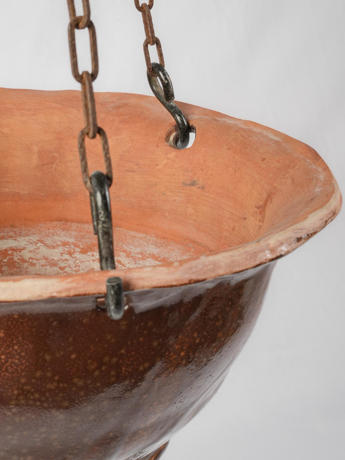 Vintage Artisan Hanging Ceramic Planter with Variegated Amber Glaze