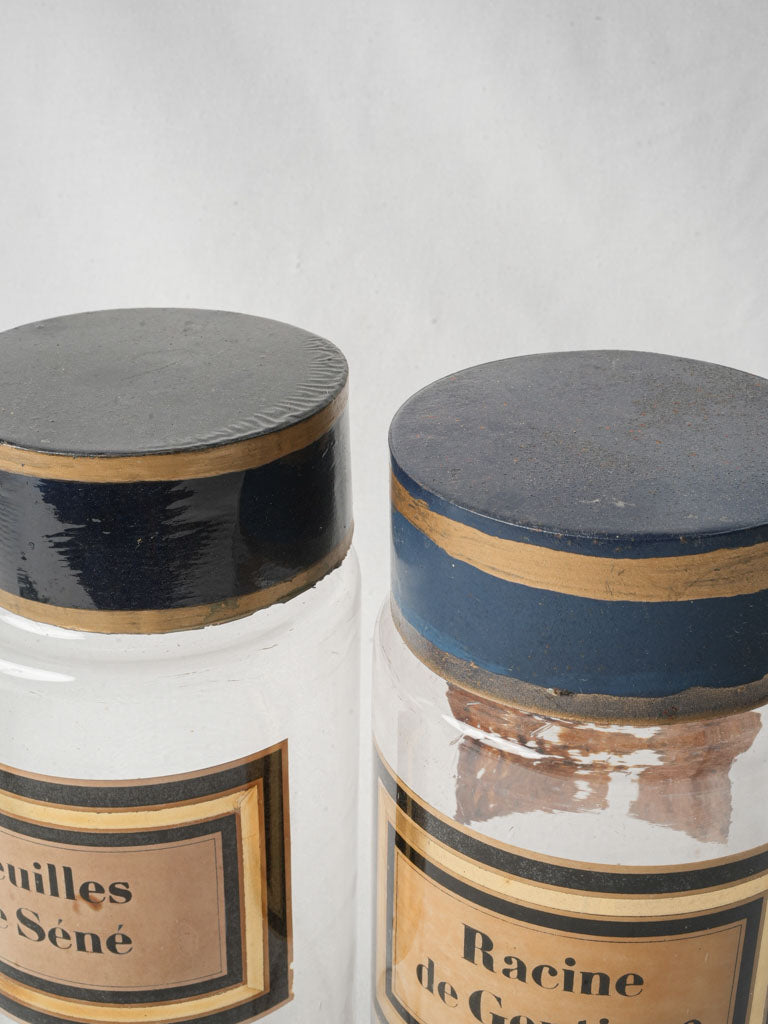 Pair of French Apothecary Bottles circa 1900 - 11""
