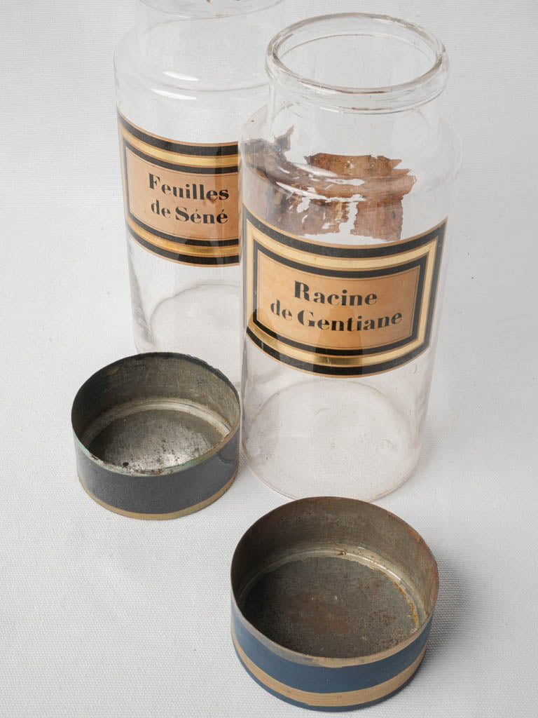 Pair of French Apothecary Bottles circa 1900 - 11""