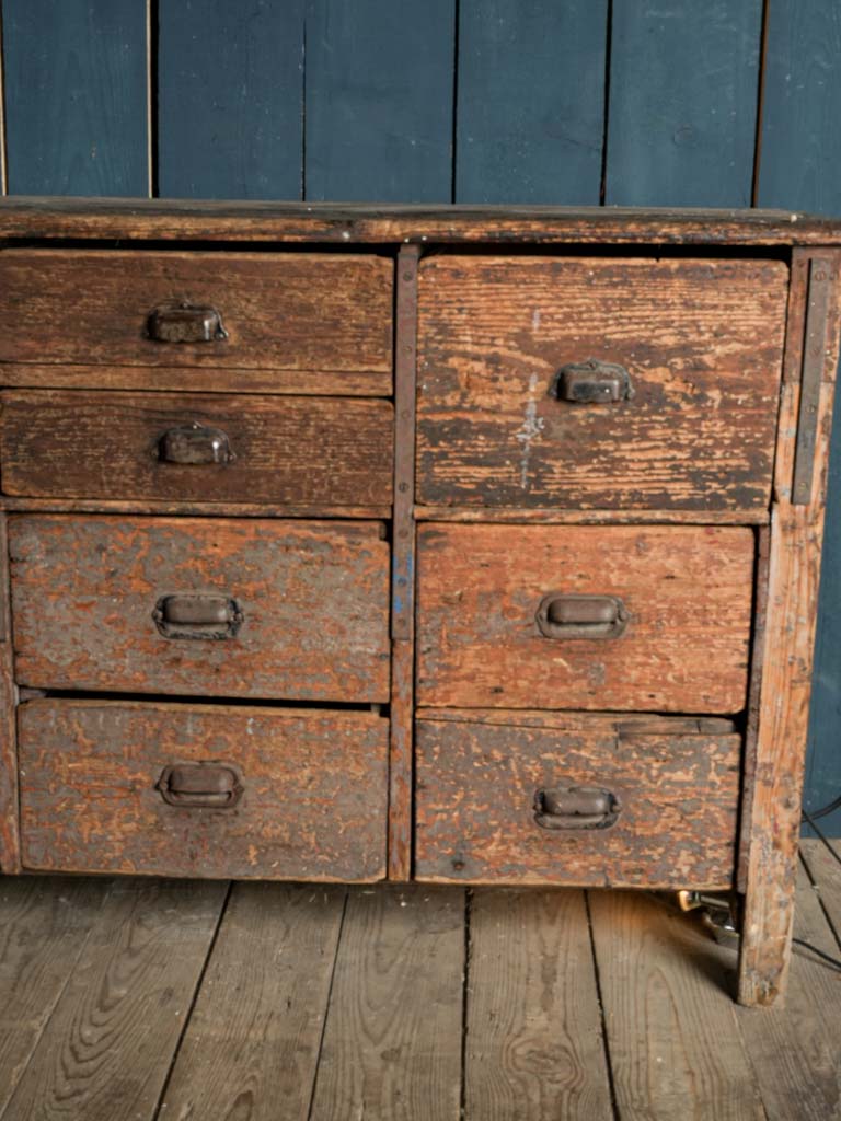 Vintage fir workshop cabinet