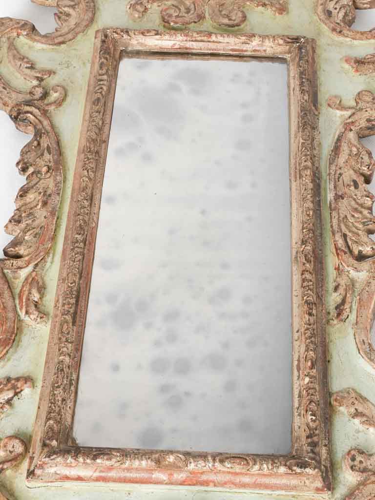 Pair of 18th century Italian mirrors - gilt & sage green 31½" x 17"