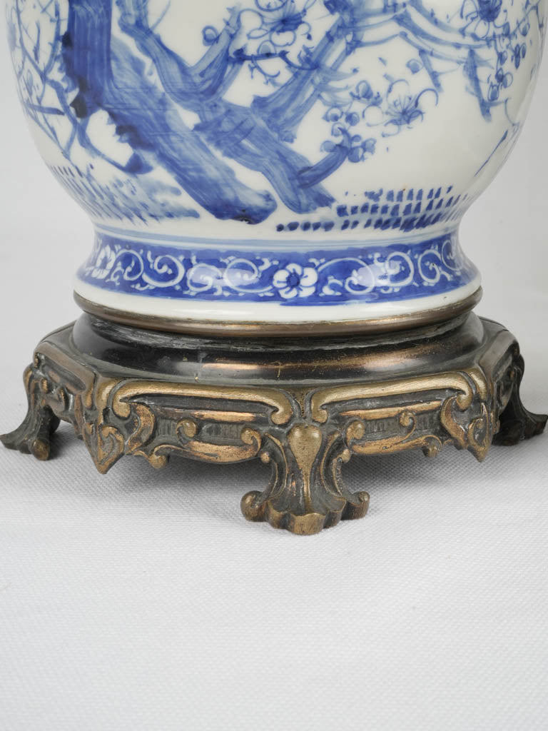 Aged earthenware blue branch lamps
