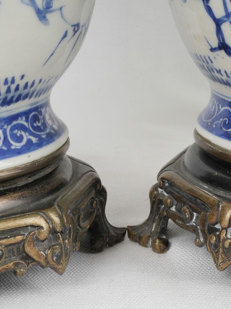 Historical bronze base oil lamps