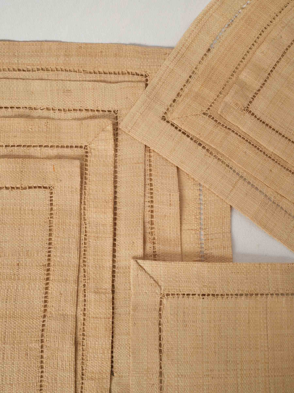 Set of 8 Vintage French Placemats w/ Hemstitched Border 12½" x 17¾"