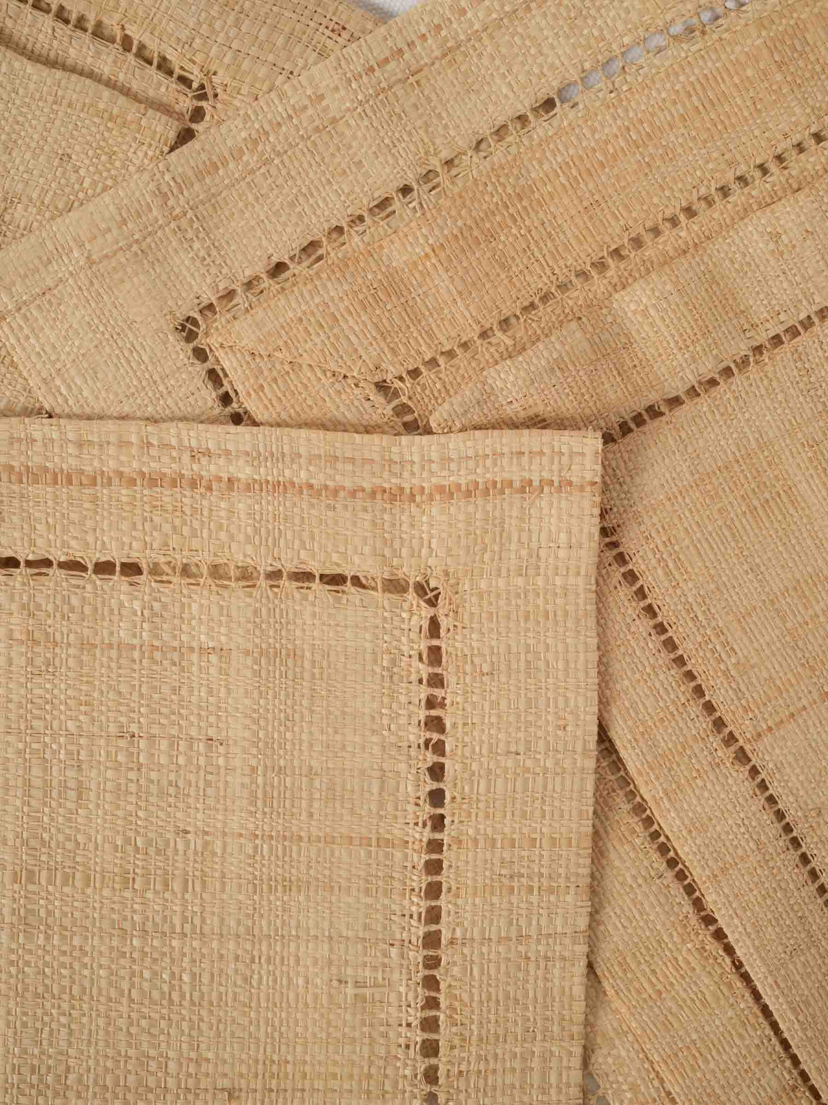 Set of 8 Vintage French Placemats w/ Hemstitched Border 12½" x 17¾"
