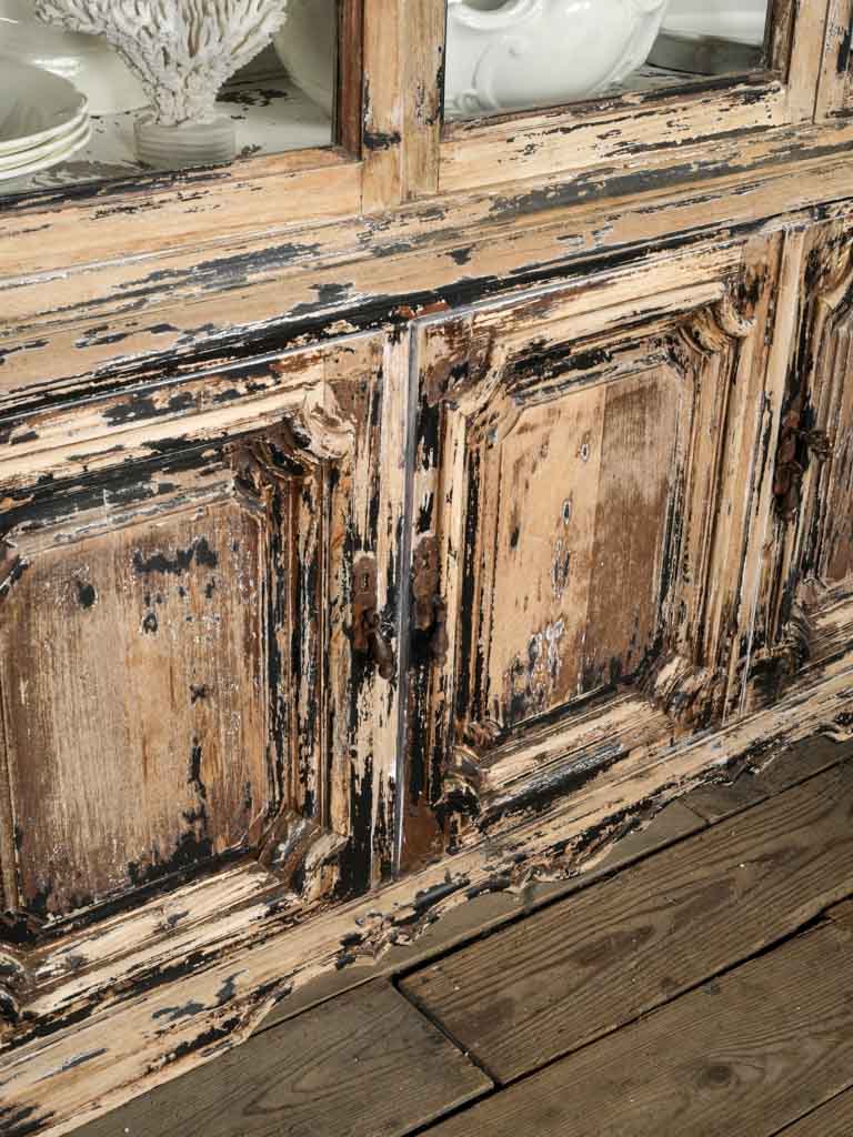 Rustic curved cornice vitrine cabinet