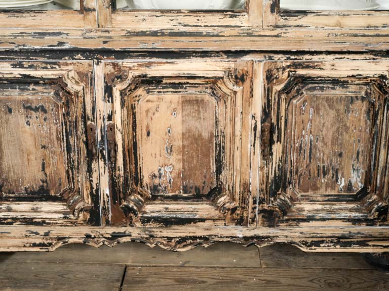 Antique French Vitrine Cabinet w/ Distressed Finish - 87"