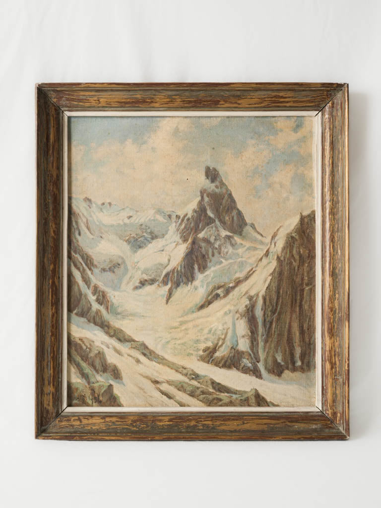 Vintage atmospheric painting Alpine landscape