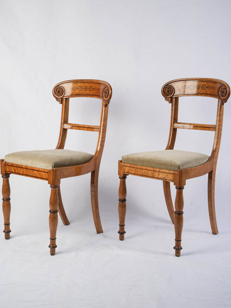 Graceful antique maple side chairs
