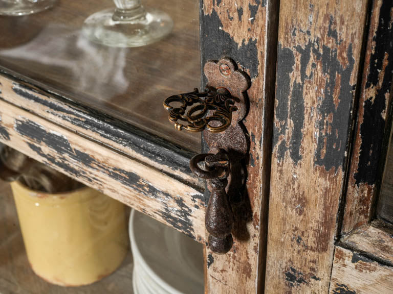 Authentic weathered French kitchen cabinet