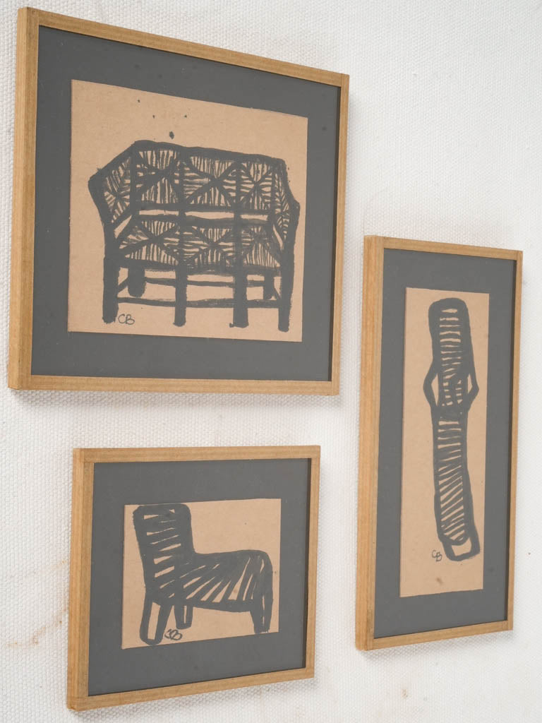 Delicate framed chair art pieces