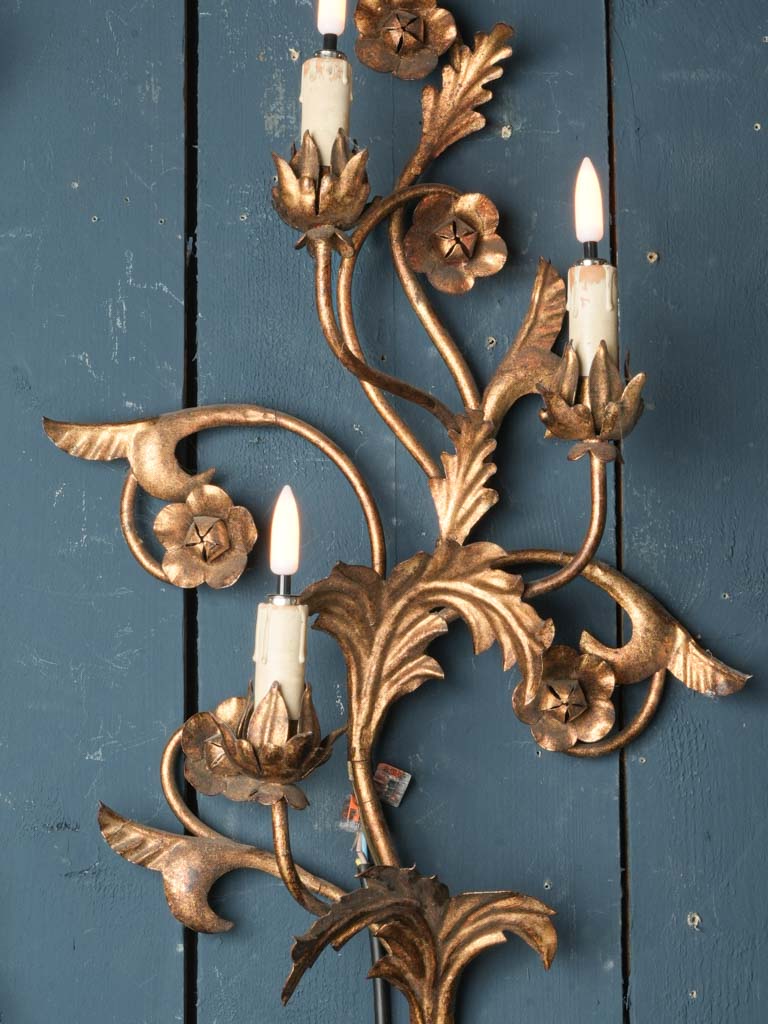 Sculptural gilt-metal candle holders