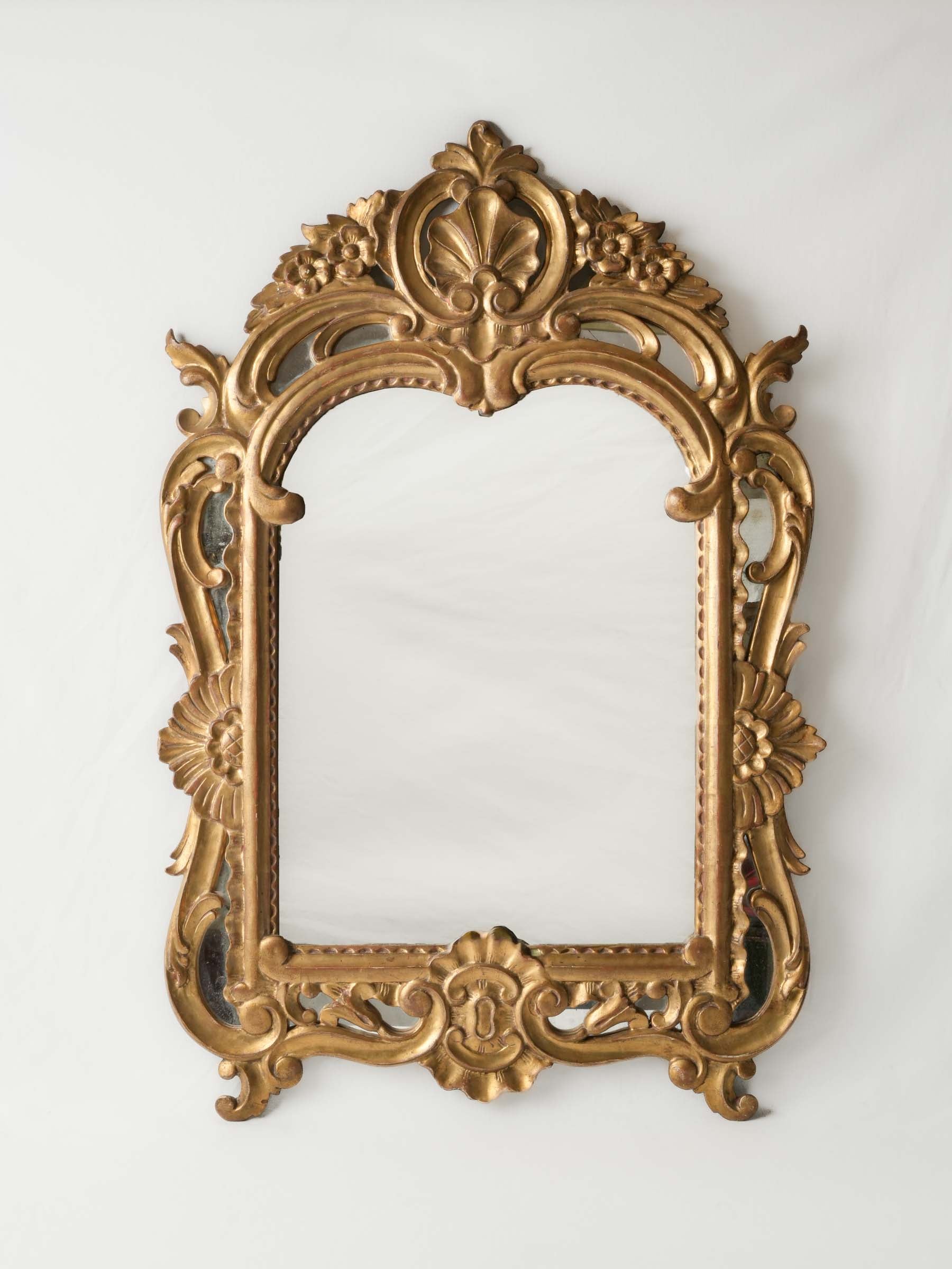 19th Century Rococo Revival Giltwood Mirror w/ Pierced Carving & Inset Mirror Plates - 41¼" x 26"