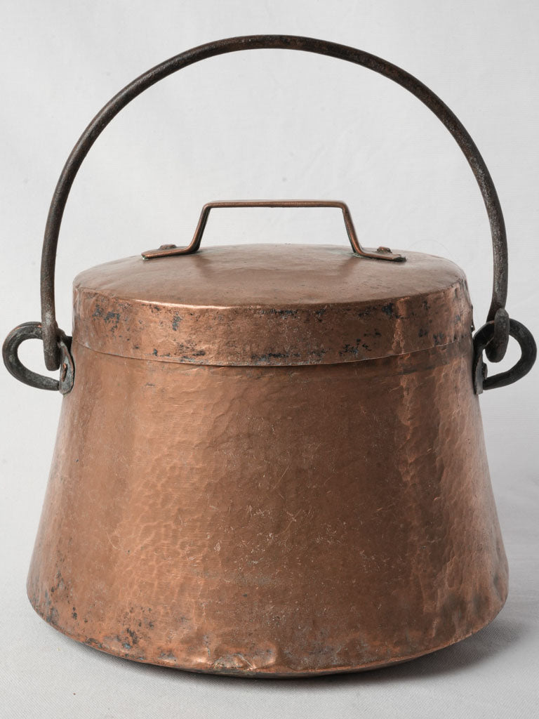 Antique hand-hammered copper caldron
