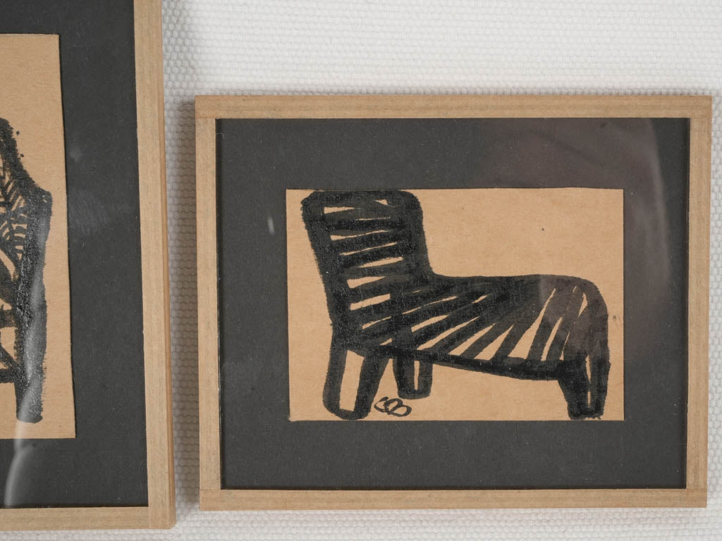 Charming glass-framed chair artworks