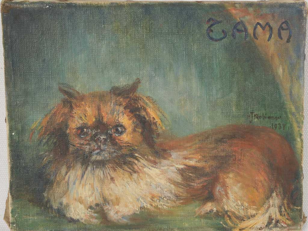 Antique 1938 oil portrait artwork