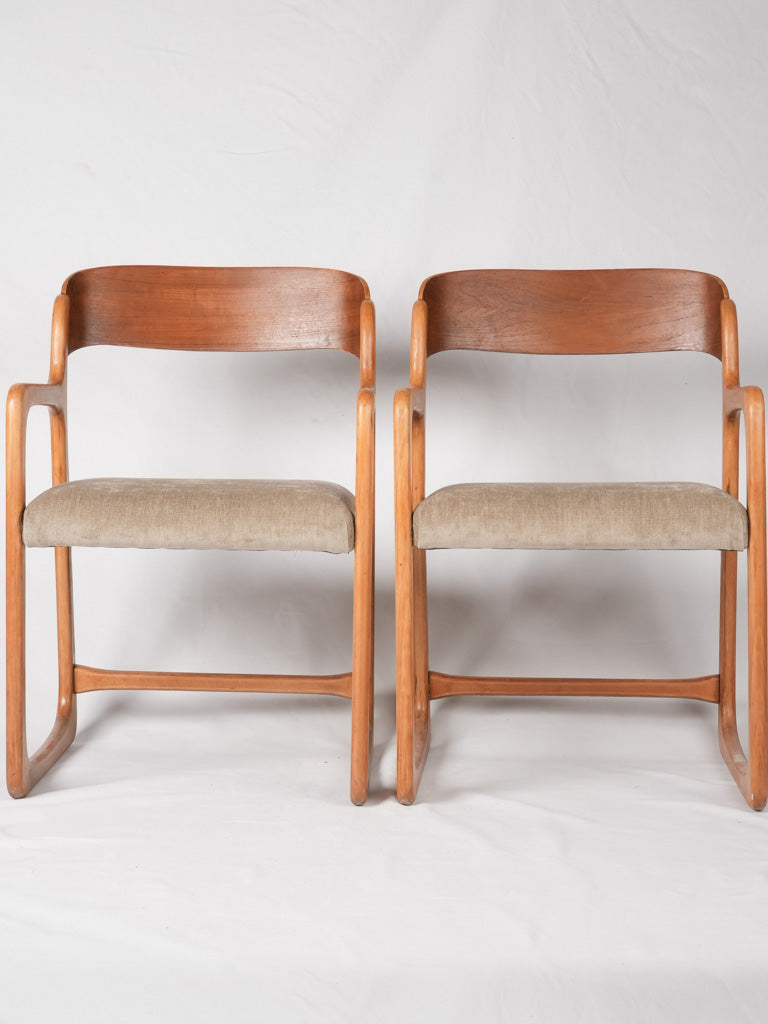 4 Baumann sleigh armchairs - ash