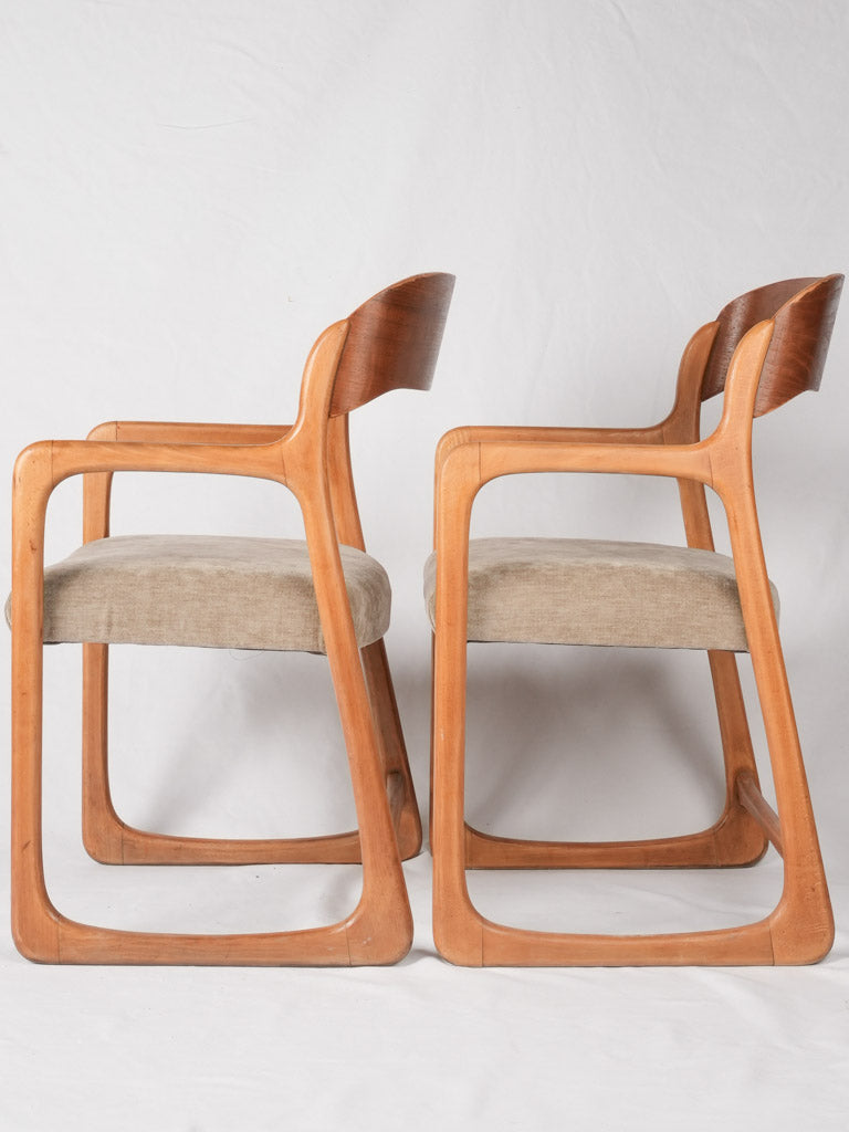 4 Baumann sleigh armchairs - ash