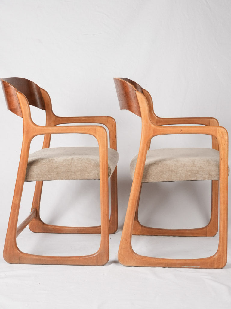 4 Baumann sleigh armchairs - ash