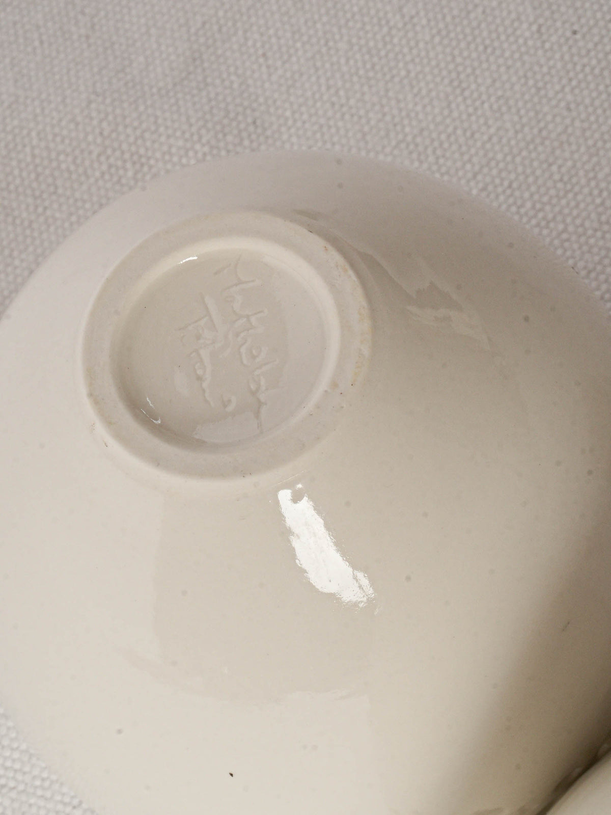 Pair of Handmade Porcelain Olive Bowls with Pierced Rim