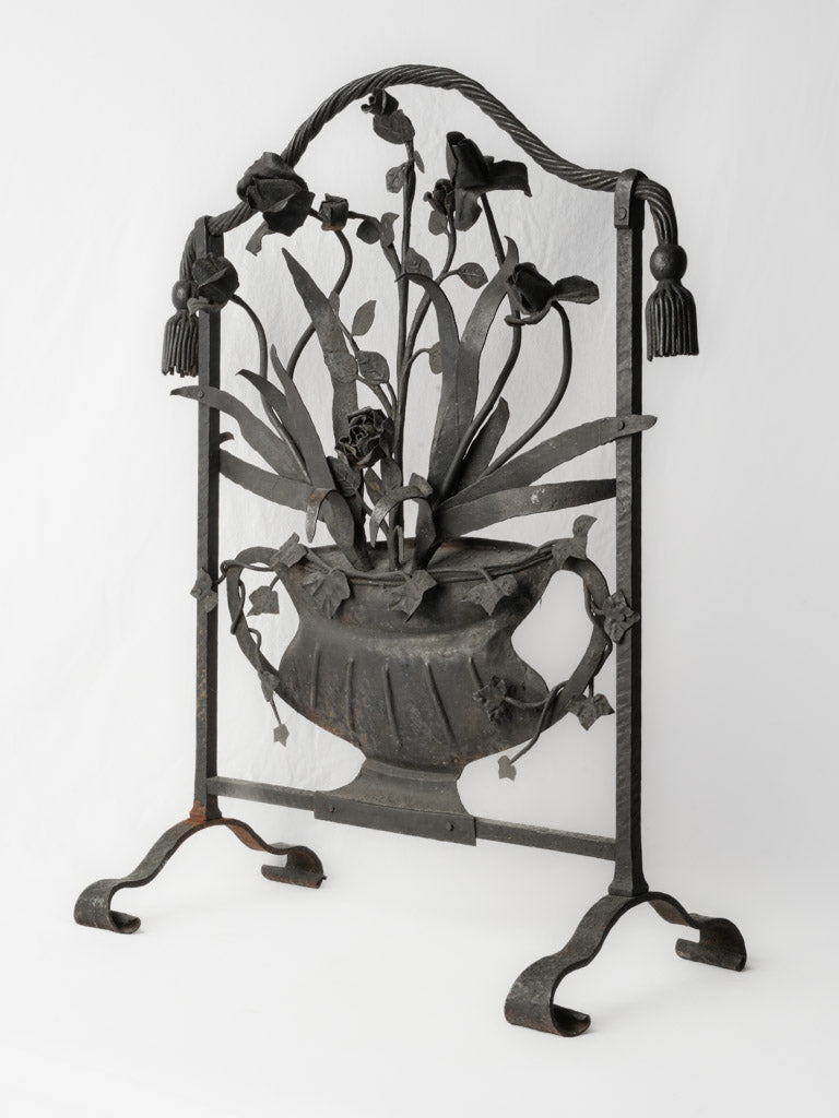 Antique French wrought-iron firescreen