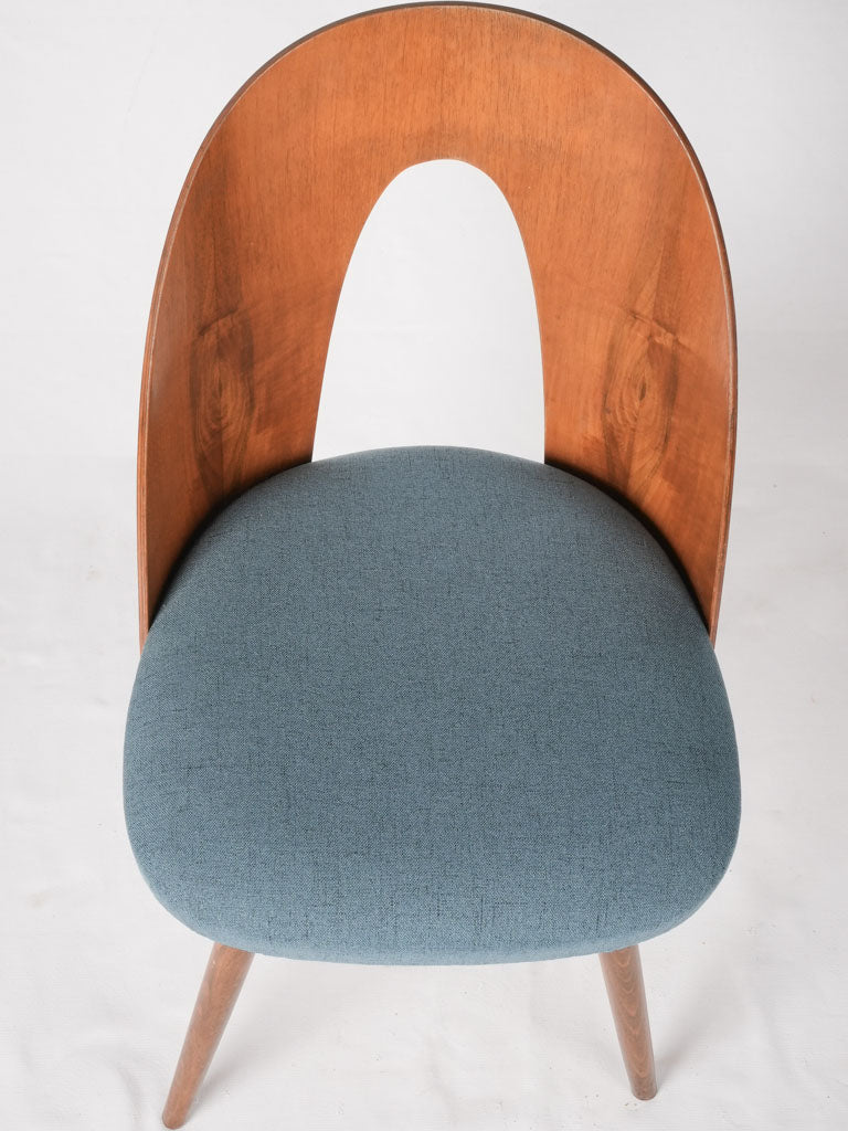 Retro-style blue fabric kitchen chairs