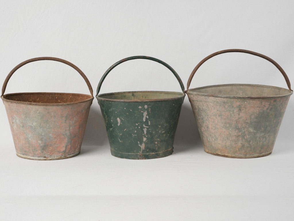 Earthy vintage metal bloom baskets