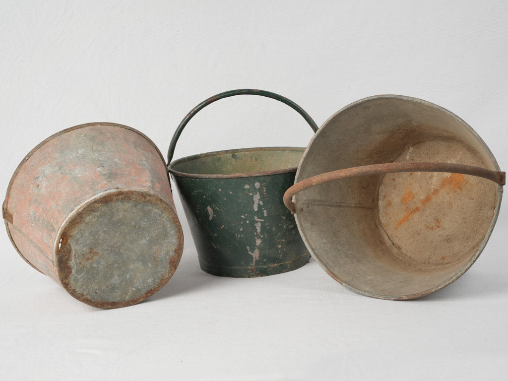 Patina aged metal floral bins