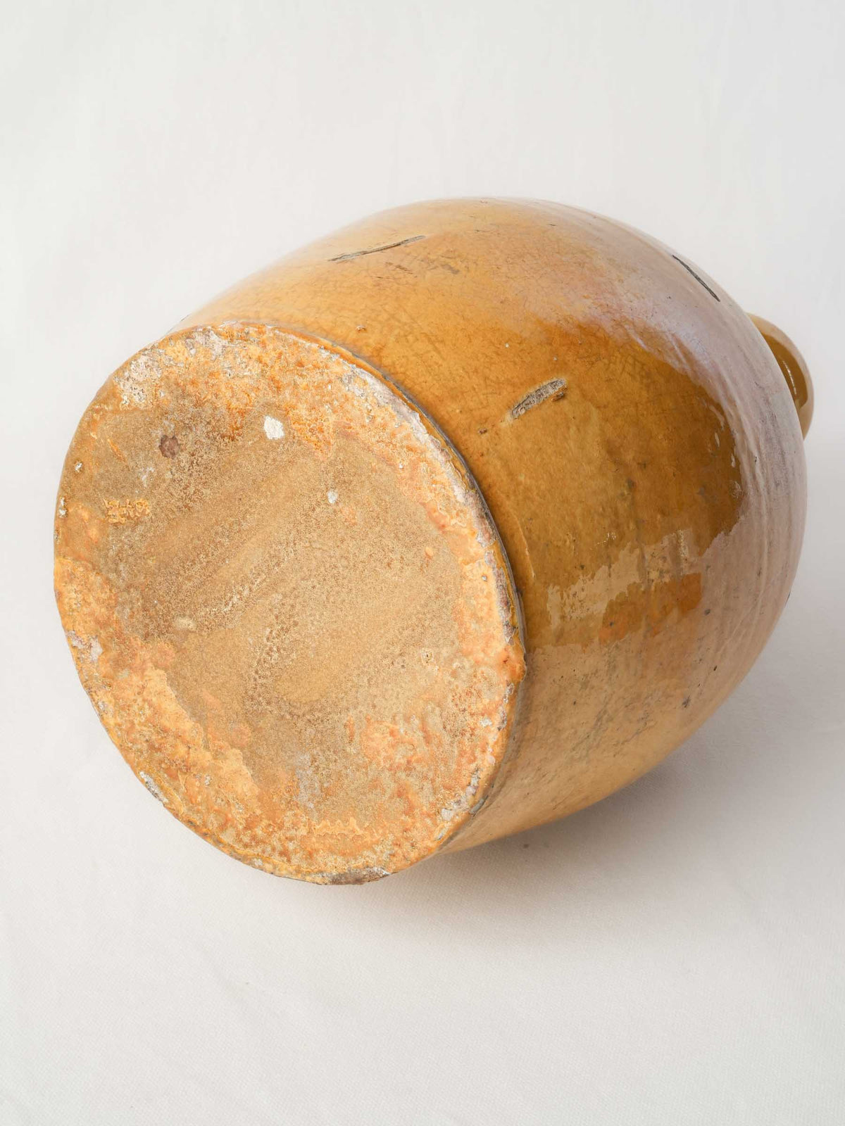 Large 19th-Century Southern French Earthenware Jug with Luminous Honey-Yellow Glaze - 17"