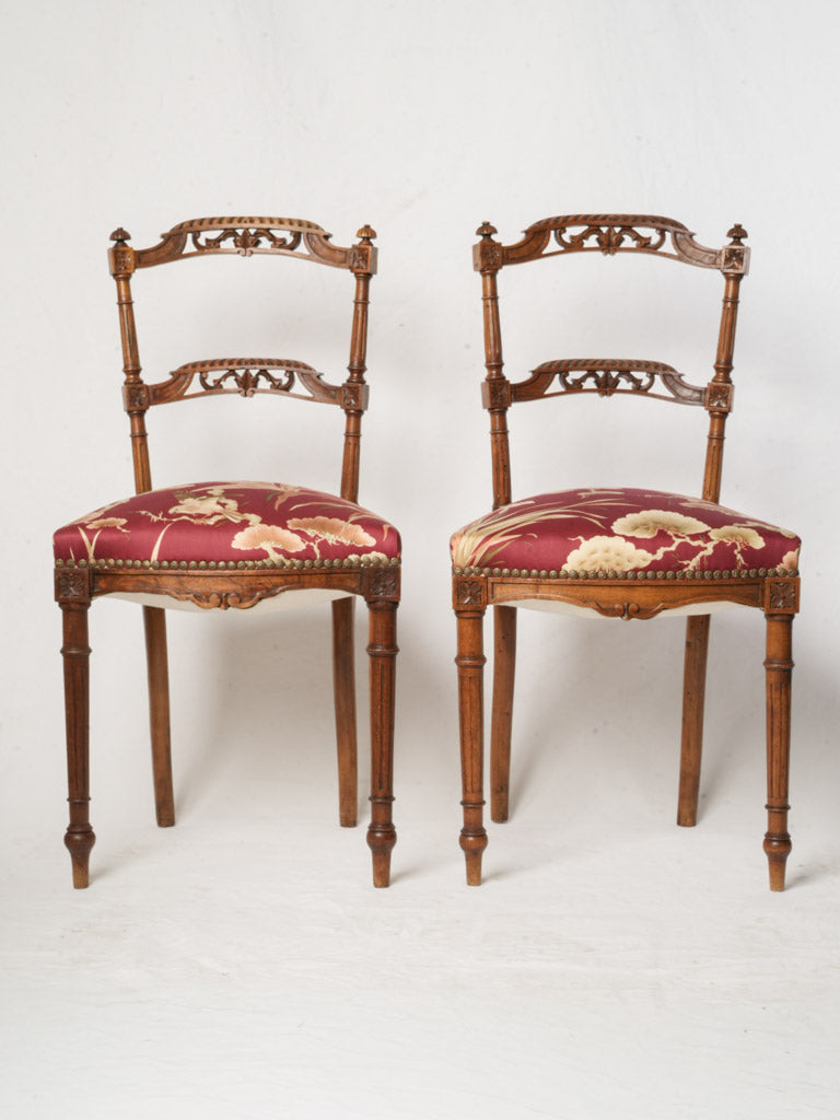 Elegant 19th-century French silk chairs