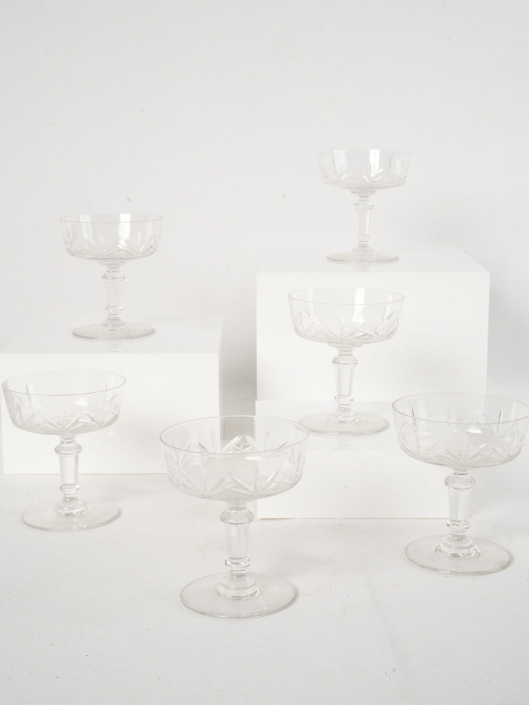 Elegant semi-crystal champagne coupes