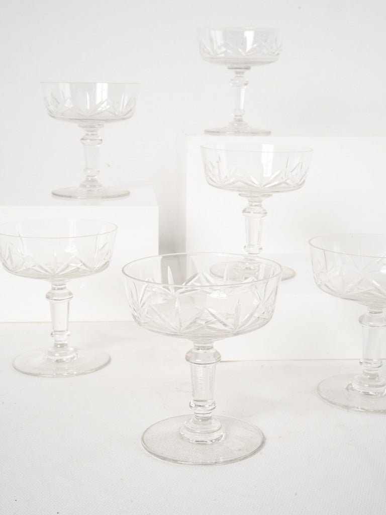 Vintage French cut glass coupes