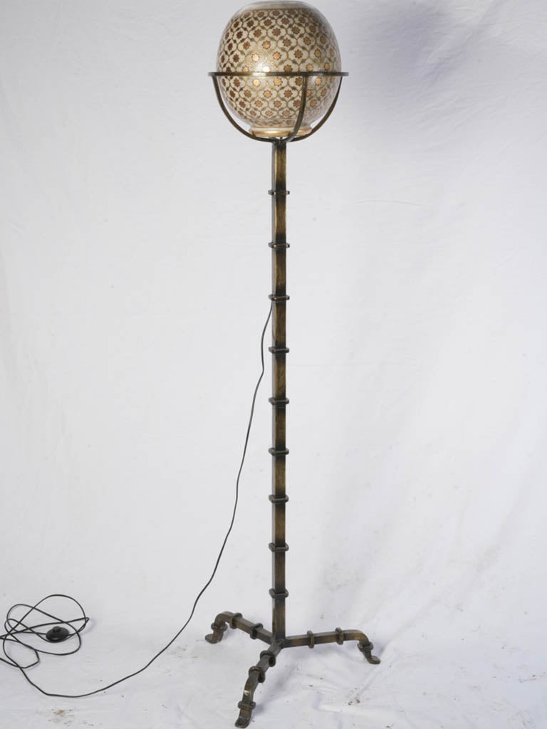 Gilded floral medallion floor lamps