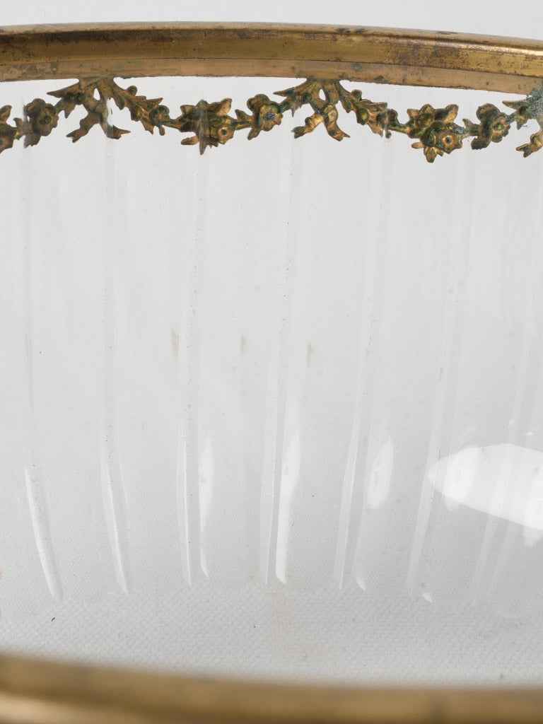 Patinaed floral garland bowl