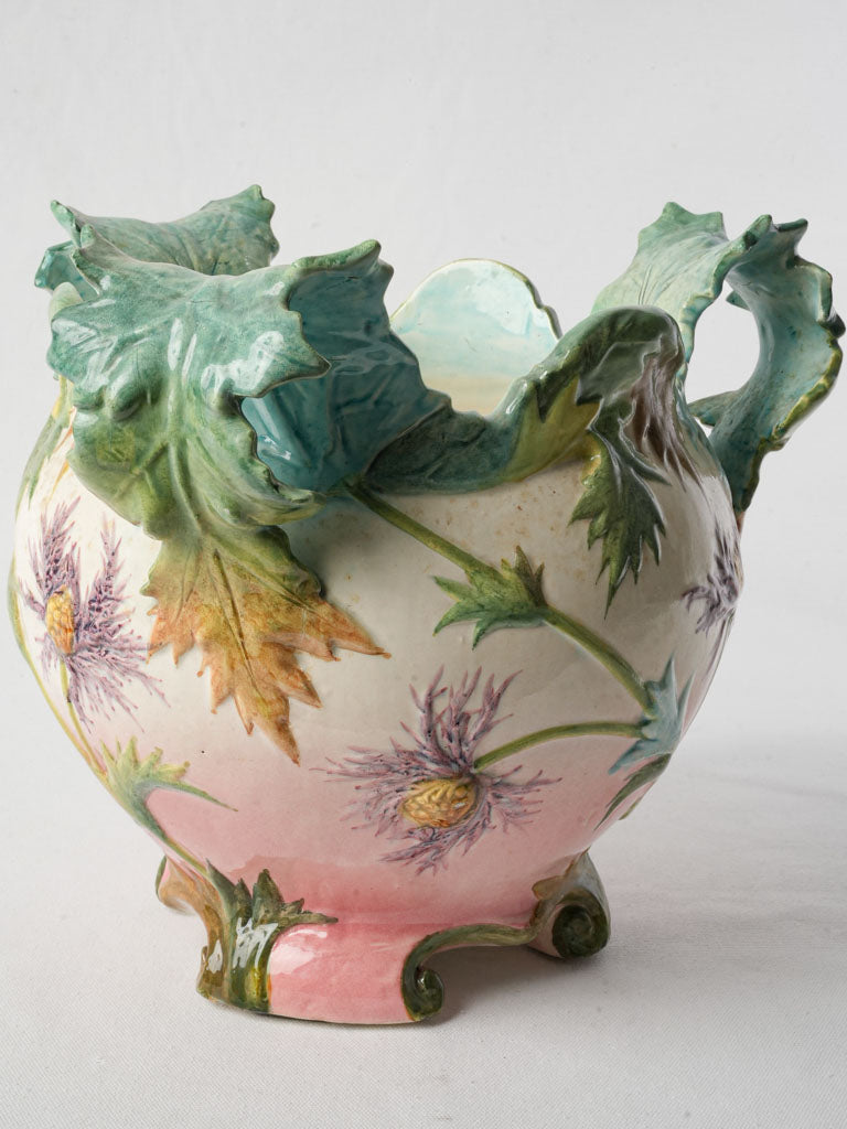 Botanical design ceramic planter