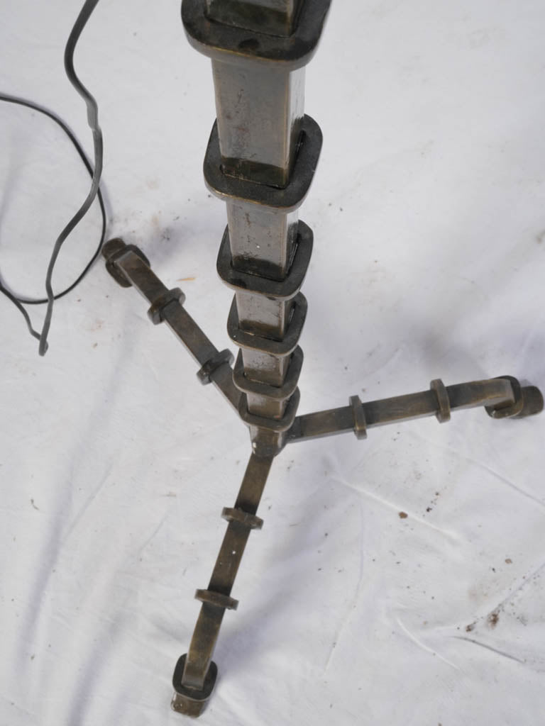 Vintage patina iron torchère lamps