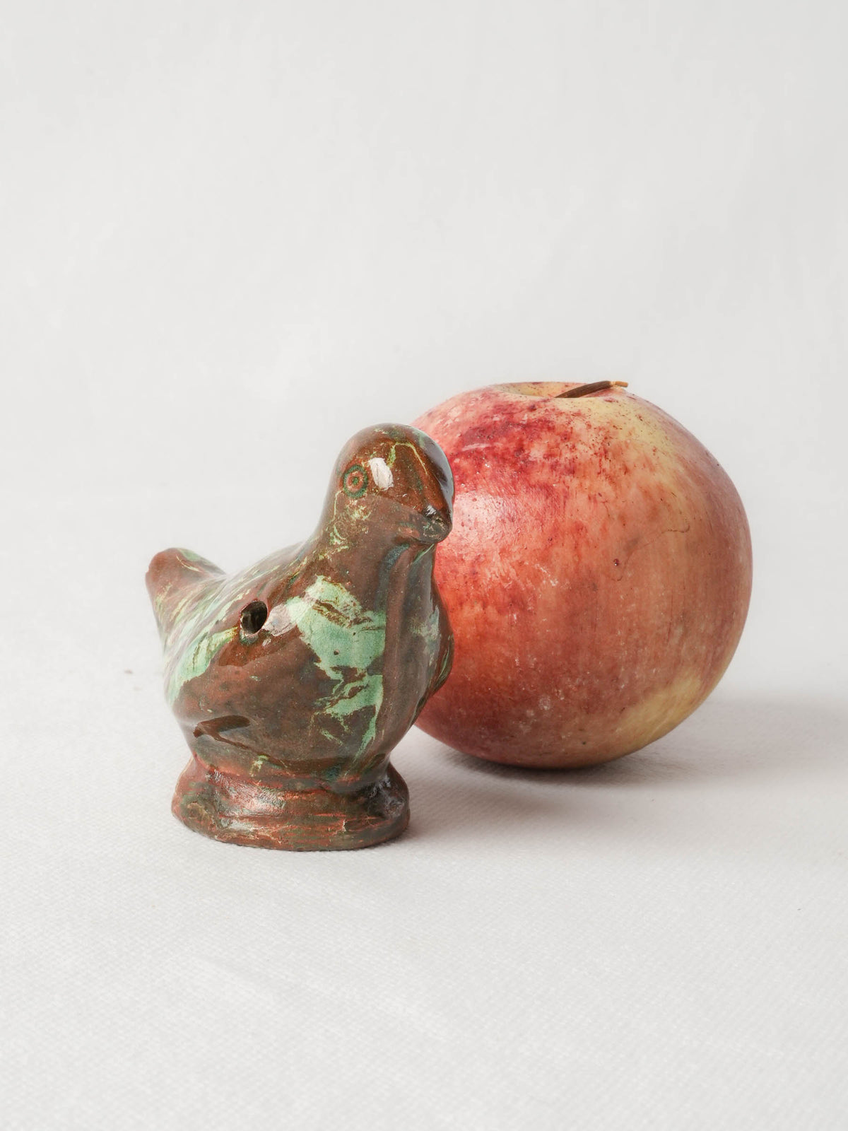 Charming Folk Art Glazed Terracotta Bird Whistle - 3½"