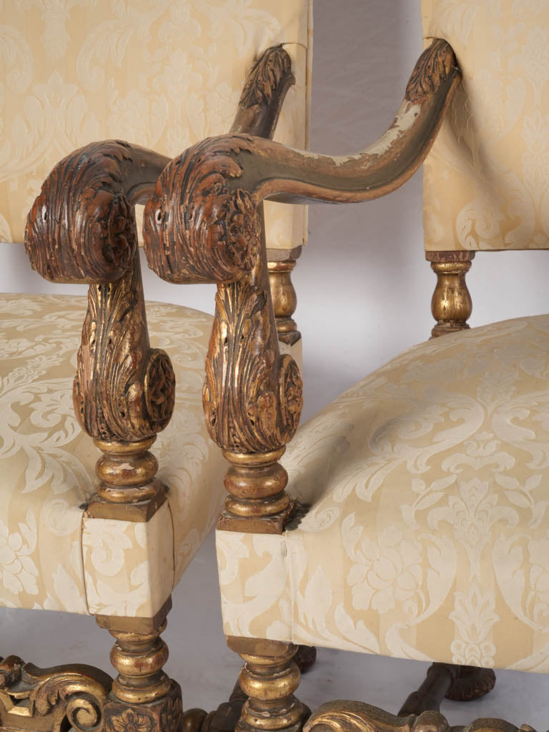 Expressively carved French armchairs