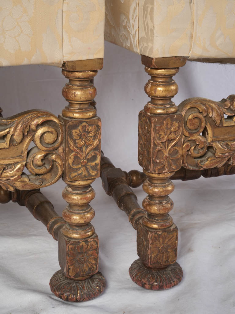 Antique gilded flat-back chairs