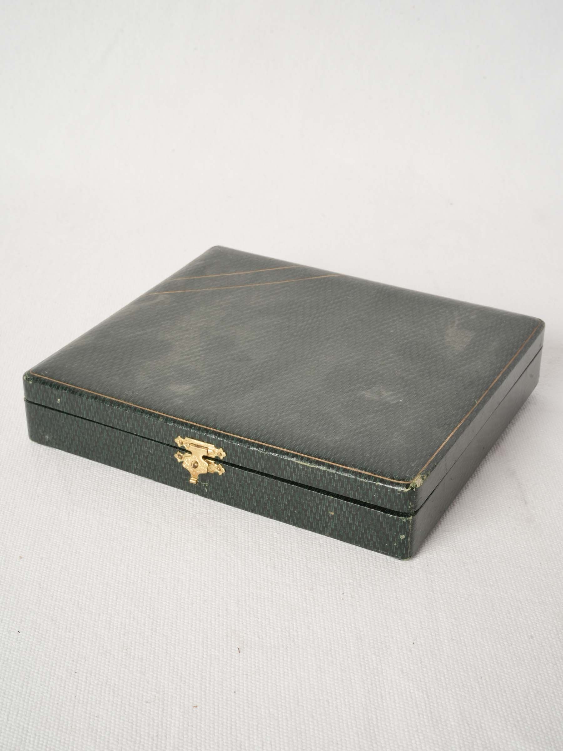 Set of 12 Antique French Table Knives in Green Leatherette Case