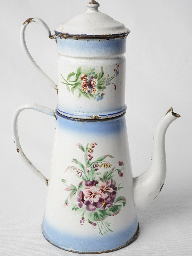Vintage hand-painted enamel pot