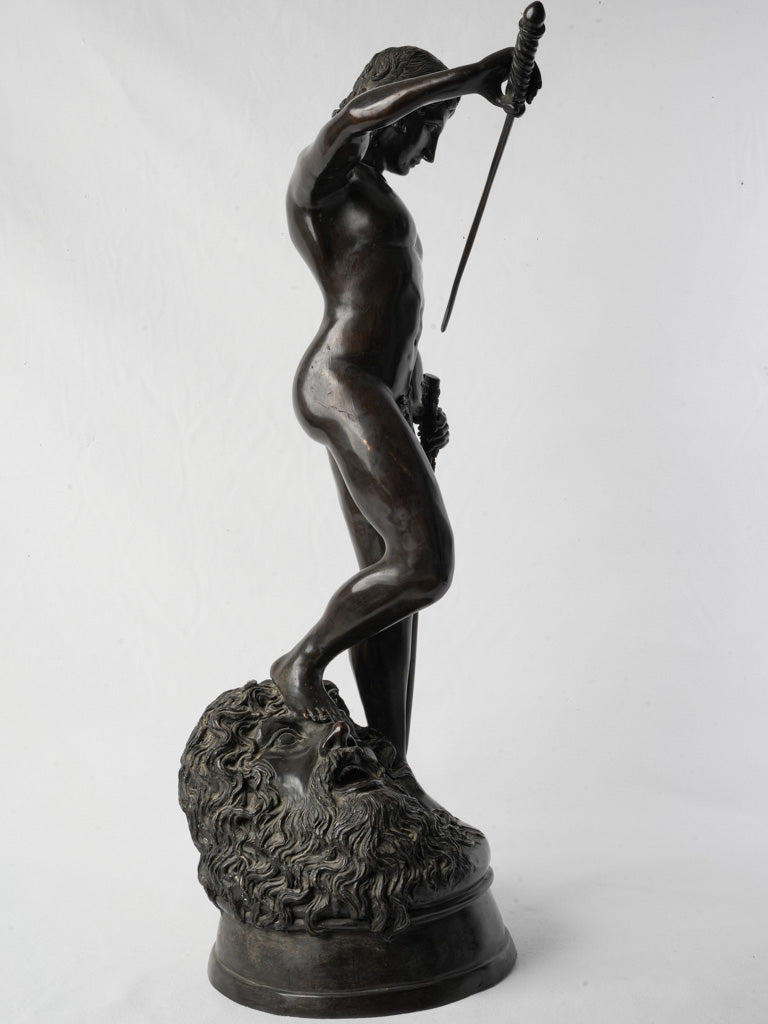 Detailed black patina sculpture