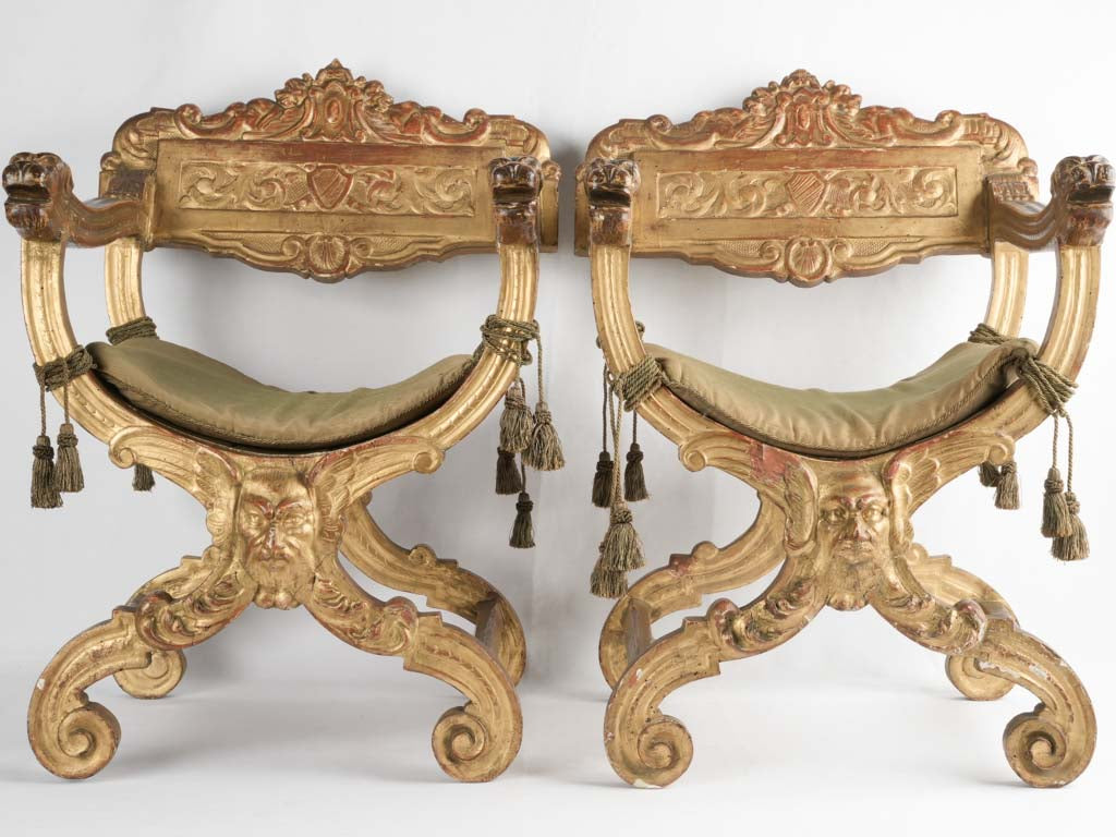 Traditional carved wood Italian chairs