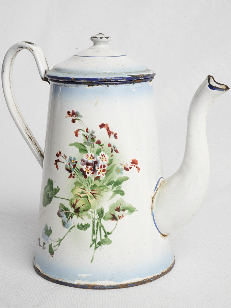 Vintage French enamelware coffee pot