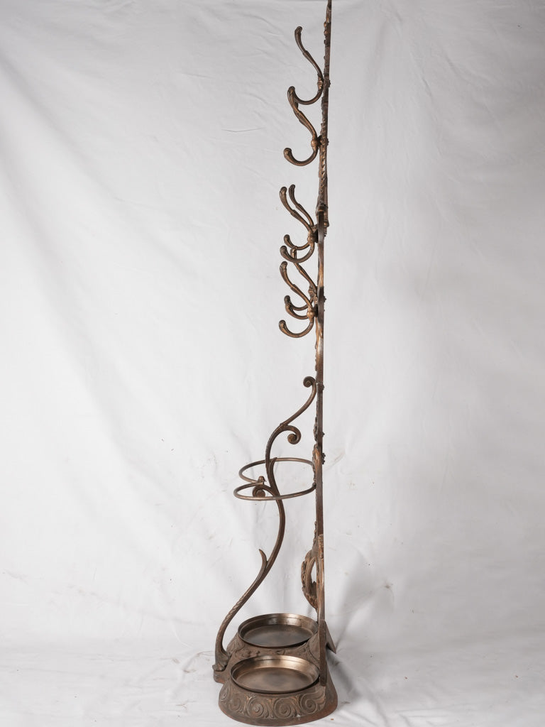 Rustic iron entryway rack mirror