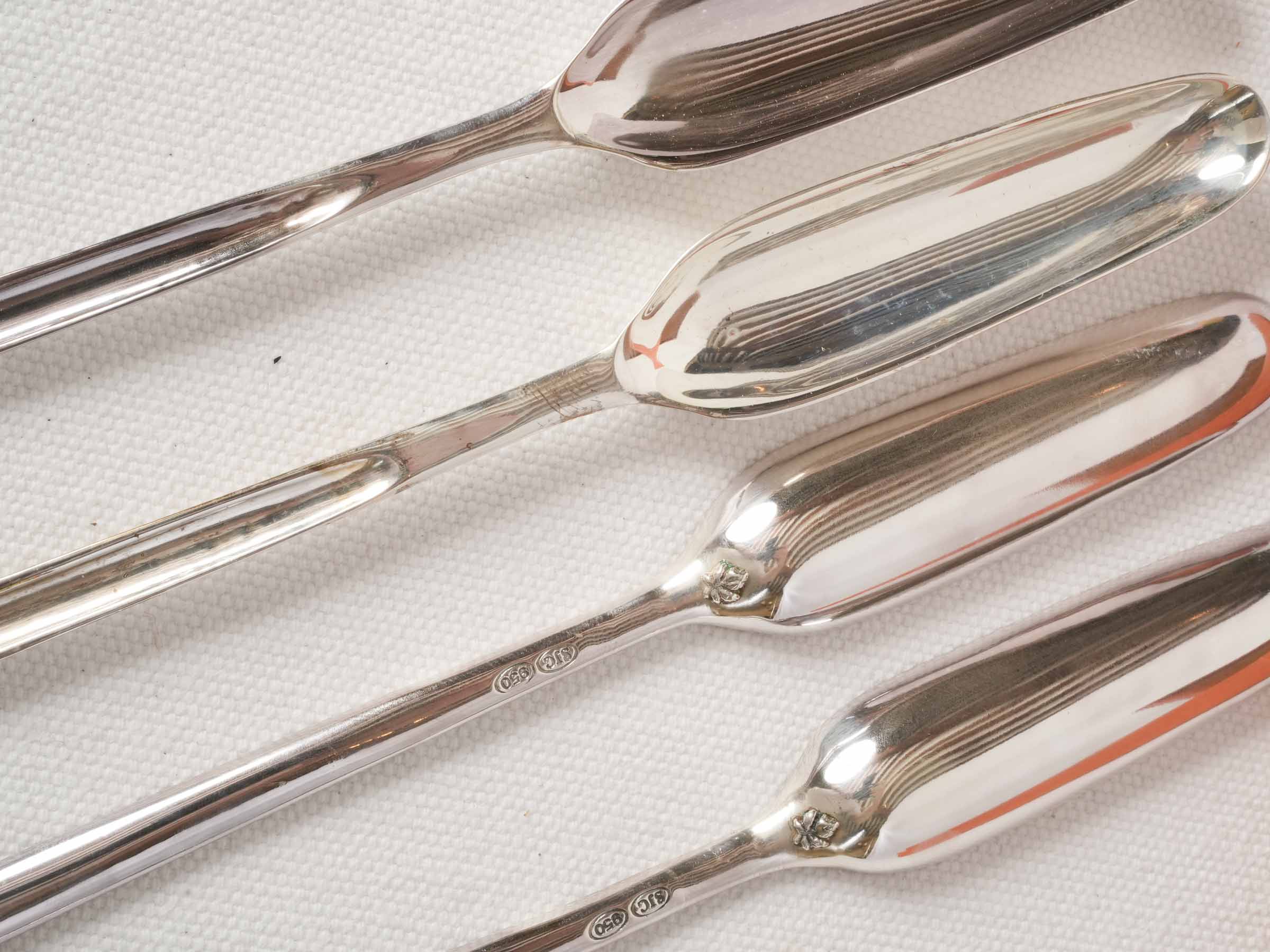 Set of Four Contemporary Silver-Plated Bone Marrow Spoons